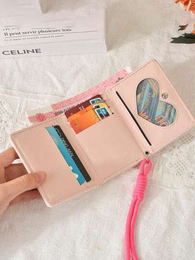 محفظة رخيصة الثمن ذات فعالية عالية - محفظة كورية على طراز INS بشكل قلب حلوى، محفظة نسائية بطيّة بسيطة، محفظة نسائية للعملات المعدنية، محفظة صغيرة، محفظة جميلة، حامل بطاقات، كيس للعملات