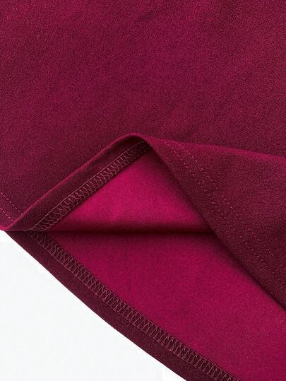 SHEIN فستان حفلة للمراهقات بياقة حلقية مضفر بدون أكمام وخصر مربوط على شكل خط A، لون أحمر ، للكريسماس ورأس السنة