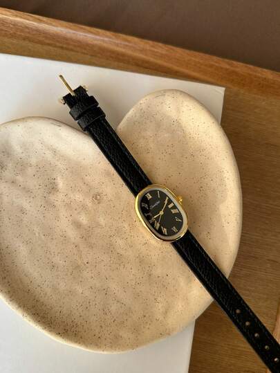 ساعة نسائية كوارتز بسوار جلد طبيعي قابل للتعديل بطراز عتيق، صغيرة وأنيقة، مناسبة للارتداء اليومي، هدية عيد ميلاد مثالية