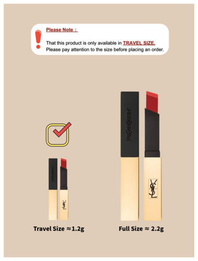 1.2 جرام أحمر شفاه مصغر من YSL - #21 أحمر كلاسيكي / #23 برتقالي أحمر حيوي / #1966 بني دافئ أحمر