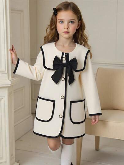 Elladie kids جاكيت كارديجان صوفية للفتيات الصغيرات، ديكور سحاب موضة مع زخرفة فراشة ثلاثية الأبعاد وأزرار لؤلؤية، مناسبة للارتداء اليومي الأنيق والأنيق والجميل
