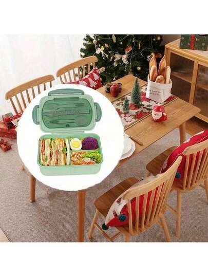 1200ml Deluxe Bento Box - 3 Compartment Leak-Proof Lunch Container With Cutlery | Microwave & For Work, School & Outdoor Dining | Includes Tableware For Picnics & Camping