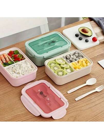 1200ml Deluxe Bento Box - 3 Compartment Leak-Proof Lunch Container With Cutlery | Microwave & For Work, School & Outdoor Dining | Includes Tableware For Picnics & Camping