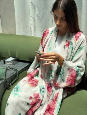 رمضان فستان طويل أنيق بتطريز القمر متعدد الألوان بأسلوب الشرق الأوسط، بحجم مناسب للجميع، كارديجان مفتوح أنيق مطرز على الأكمام، مناسب للمناسبات اليومية والاحتفالية