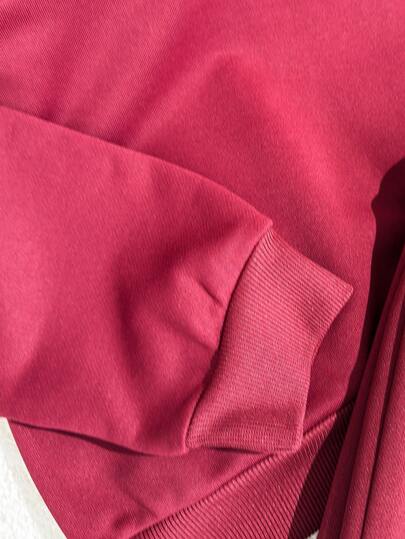 SHEIN مجموعة ملابس بنات 2 قطعة، بلوزة بياقة مزيّنة وسحّاب طويلة الأكمام مع بناطيل رياضية واسعة الساق، مناسبة للارتداء اليومي والتمارين الرياضية