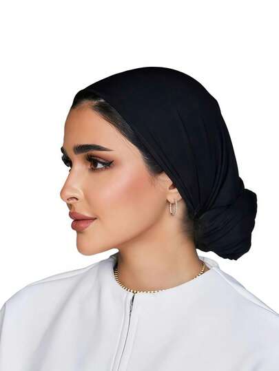 قطعة واحدة من الحجاب السهل للنساء، حجاب كلاسيكي فوري بلون واحد، 3 طرق مختلفة للارتداء، حجاب مرن وعملي، قماش موديال ناعم ومريح، مناسب للارتداء اليومي والرياضة واليوغا