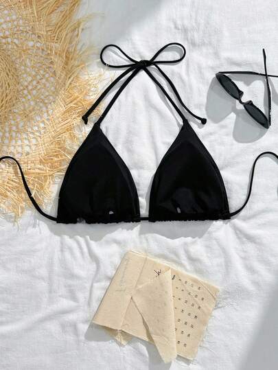 SHEIN Swim Curve بيكيني علوي مقاس كبير الثنية الصاف كاجوال
