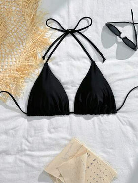 SHEIN Swim Curve بيكيني علوي مقاس كبير الثنية الصاف كاجوال