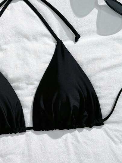SHEIN Swim Curve بيكيني علوي مقاس كبير الثنية الصاف كاجوال
