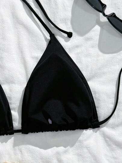 SHEIN Swim Curve بيكيني علوي مقاس كبير الثنية الصاف كاجوال