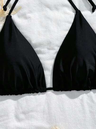 SHEIN Swim Curve بيكيني علوي مقاس كبير الثنية الصاف كاجوال