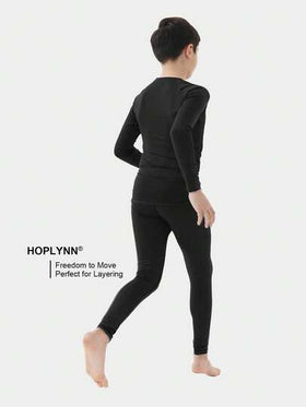 HOPLYNN طقم ملابس داخلية ضاغطة للأولاد، ملابس علوية بأكمام طويلة وبنطال سفلي، بدلة تدريب سريعة الجفاف باللون الأسود، مناسبة لكرة القدم والكرة السلة والجري والدراجات وغيرها من الرياضات، للربيع/الصيف/الخريف