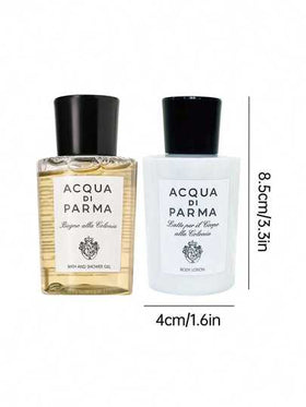 Acqua di Parma مجموعة بارميسيما ميني: جل استحمام + غسول الجسم (75مل) مع حقيبة مكياج ديور - مجموعة سفر، رعاية الجسم المغذية والمرطبة المعطرة