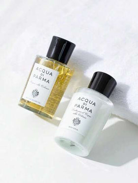 Acqua di Parma مجموعة بارميسيما ميني: جل استحمام + غسول الجسم (75مل) مع حقيبة مكياج ديور - مجموعة سفر، رعاية الجسم المغذية والمرطبة المعطرة
