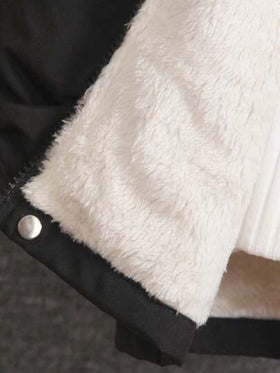 SHEIN Streecool Kids معطف أسود مبطن بقلنسوة للأولاد من عمر 4-7 سنوات، مناسب للخريف والربيع والشتاء