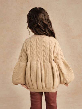 SHEIN كنزة صوفية كاجوال للفتيات بأكمام فانوس ذات لون أحادي، خريف/شتاء