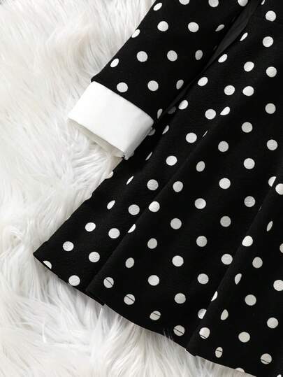SHEIN Elladie kids فستان كاجوال للبنات بياقة ملونة وخصر مضفر