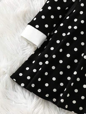 SHEIN Elladie kids فستان كاجوال للبنات بياقة ملونة وخصر مضفر