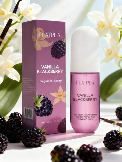 رذاذ عطر فانيليا وتوت أسود 50 مل/1.7 أونصة - زجاجة بنفسجية محمولة، عطر أساسي للسفر، زيت عطري للجسم مناسب للجنسين، مناسب للغرفة والمطبخ والحمام، رائحة فاكهية طازجة وعشبية، هدية عيد الميلاد وعيد الحب