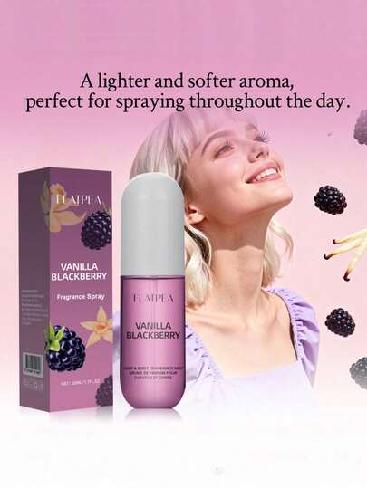 رذاذ عطر فانيليا وتوت أسود 50 مل/1.7 أونصة - زجاجة بنفسجية محمولة، عطر أساسي للسفر، زيت عطري للجسم مناسب للجنسين، مناسب للغرفة والمطبخ والحمام، رائحة فاكهية طازجة وعشبية، هدية عيد الميلاد وعيد الحب