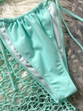 Swim SXY مجموعة بيكيني بلون أحادي مع فستان غطاء للنساء في فصل الصيف