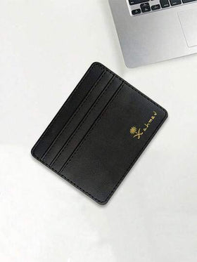 حامل بطاقات مخصص باسم بطاقة سوداء، طباعة بخط عربي مخصص - حامل بطاقات سعة كبيرة، حامل بطاقات صغير، فتحات متعددة للبطاقات، حامل بطاقات جلدي مدمج وأنيق للنساء والجنسين، مناسب للاستخدام اليومي، المواعدة، عيد الميلاد، العطلات، العودة إلى المدرسة، الصيف، الشاطئ
