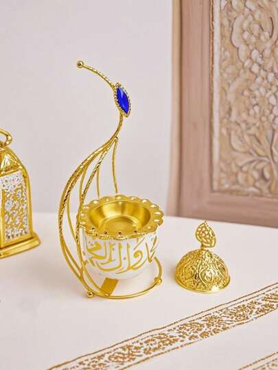 1 قطعة موقد بخور حديد وسيراميك بسيط، حامل بخور البهور، عطر منزلي، مناسب لديكور المنزل والغرفة والصالة والمكتب ومساحة اليوغا والحفلات، يخلق جوًا أنيقًا.