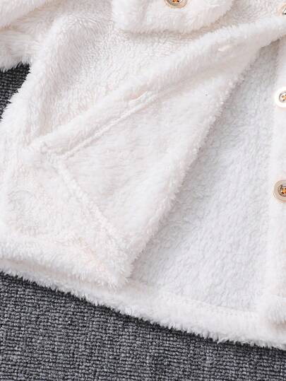 SHEIN جاكيت بطية فروية وأكمام طويلة لفتاة عمرها بين 10-14 عاماً