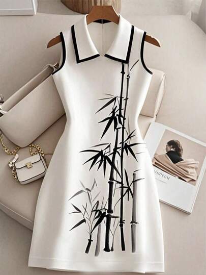 Franclia فستان نسائي بنمط بسيط بطبعة كاجوال