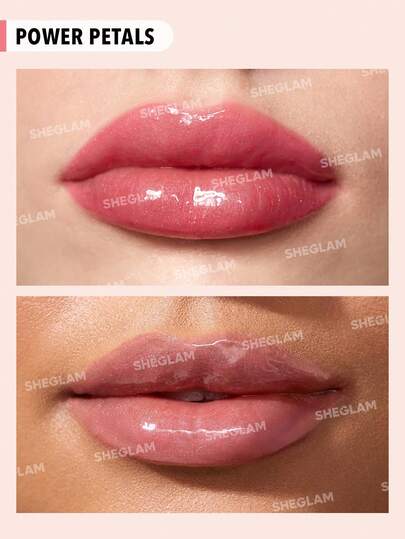 SHEGLAM ملمع شفاه Power Bouquet-ملمع شفاه Power Petals Shiny Tinted Moisturizing Lip Gloss زيت شفاه غير لاصق مرطب بخلاصة زهرة الكرز للعناية بالشفاه ملمع شفاه Rosa روج تنت أرواج علامة تجارية جمال مكياج ميكب مستحضرات تجميل للنساء الفتيات مثالي لفصل الشتاء ا