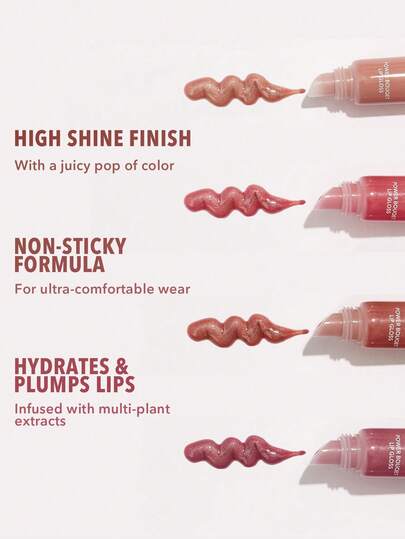 SHEGLAM ملمع شفاه Power Bouquet-ملمع شفاه Power Petals Shiny Tinted Moisturizing Lip Gloss زيت شفاه غير لاصق مرطب بخلاصة زهرة الكرز للعناية بالشفاه ملمع شفاه Rosa روج تنت أرواج علامة تجارية جمال مكياج ميكب مستحضرات تجميل للنساء الفتيات مثالي لفصل الشتاء ا