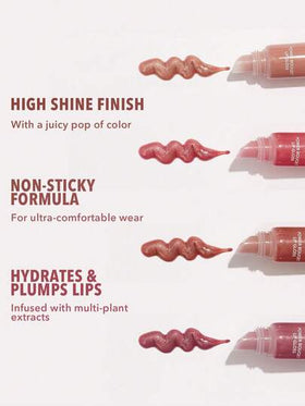 SHEGLAM ملمع شفاه Power Bouquet-ملمع شفاه Power Petals Shiny Tinted Moisturizing Lip Gloss زيت شفاه غير لاصق مرطب بخلاصة زهرة الكرز للعناية بالشفاه ملمع شفاه Rosa روج تنت أرواج علامة تجارية جمال مكياج ميكب مستحضرات تجميل للنساء الفتيات مثالي لفصل الشتاء ا