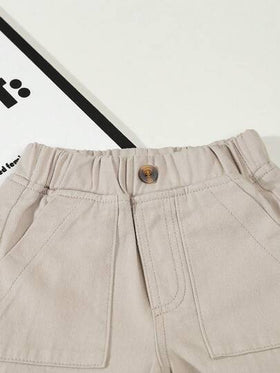 SHEIN بنطلون جينز كاجوال بسيط للأطفال الرضع، تصميم عصري، قماش قطني مريح، بنطلون أطفال متناسق يناسب جميع الملابس