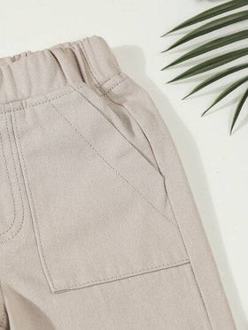 SHEIN بنطلون جينز كاجوال بسيط للأطفال الرضع، تصميم عصري، قماش قطني مريح، بنطلون أطفال متناسق يناسب جميع الملابس