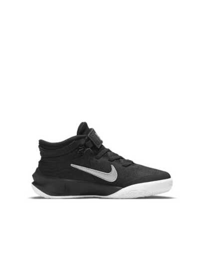 حذاء كرة السلة Nike Team Hustle D 10 FlyEase مريح ومتعدد الاستخدامات، مضاد للانزلاق، مقاوم للصدمات، مقاوم للتآكل، متوسط الارتفاع للأطفال، باللونين الأسود والفضي