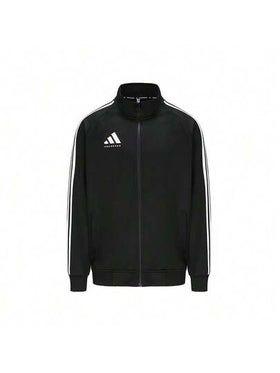 Adidas جاكيت رياضية مزينة برسومات حرفية وشريط جانبي مع سحاب