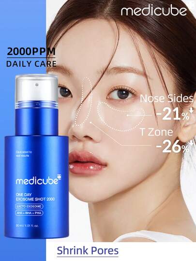 Medicube 30 مل من جوهر الخلايا الجذعية الكوري | رعاية يومية 2000 جزء في المليون / مستوى للمبتدئين | جوهر مضيء بالكريستالات الدقيقة | جوهر لتقوية البشرة السائل | خلايا جذعية، AHA+BHA+PHA | العناية بالمسام، شد المسام، إزالة خلايا الجلد الميتة، تحسين البشرة
