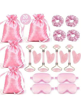 5/20 قطعة مجموعة أدوات تدليك الوجه، تشمل 4 شرائط رأس أنيقة، 4 أقنعة للعين السوداء، 8 أدوات تدليك على شكل قلب وأدوات جوا شا للجسم، مناسبة لجميع الفصول