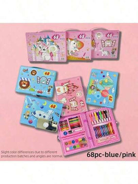 208 قطعة مجموعة رسم وفن للأطفال، للبنين والبنات، مع حامل رسم ثنائي الوجه، فرش رسم، ممحاة، مبراة أقلام، لوحات ألوان، صندوق هدية فني جميل، هدية عودة للمدرسة/عيد ميلاد، لوازم مدرسية (النمط والألوان الداخلية عشوائية)