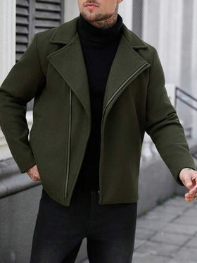 Manfinity Homme معطف طويل أحادي اللون بتصميم بسيط مناسب للخريف/الشتاء، للاستخدام اليومي، رحلات نهاية الأسبوع، الأنشطة الخارجية، الرحلات السفرية، بيئات العمل المريحة أو المناسبات شبه الرسمية، هدية للصديق/الزوج، هدية للذكرى