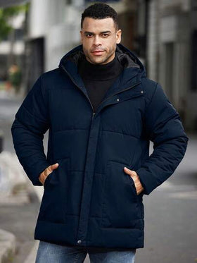 Manfinity Homme جاكيت كاجوال بغطاء رأس ذات لون أحادي للرجال كبار الحجم، متعددة الاستخدامات للشتاء