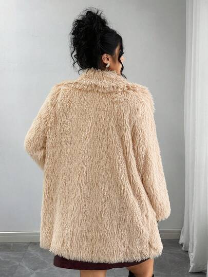 SHEIN معطف فرو اصطناعي للنساء ب