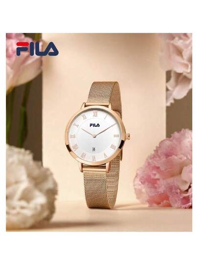 FILA ساعة فيلا نسائية كوارتز - تصميم رفيع وأنيق، سوار شبكي ميلانو أنيق، ساعة فاخرة بسيطة | مثالية للارتداء اليومي، المكتب، الحفلات والهدايا