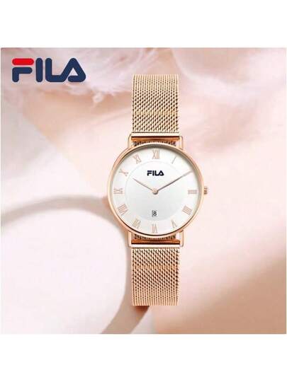 FILA ساعة فيلا نسائية كوارتز - تصميم رفيع وأنيق، سوار شبكي ميلانو أنيق، ساعة فاخرة بسيطة | مثالية للارتداء اليومي، المكتب، الحفلات والهدايا