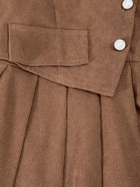 SHEIN Vintaside Kids فستان بلوك ملون مع طوق للبنات، طراز أنيق مناسب للكريسماس وحفلات عيد الميلاد والارتداء اليومي والمظهر الجامعي، مناسب للخريف والشتاء