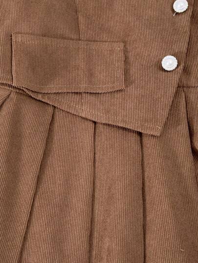 SHEIN Vintaside Kids فستان بلوك ملون مع طوق للبنات، طراز أنيق مناسب للكريسماس وحفلات عيد الميلاد والارتداء اليومي والمظهر الجامعي، مناسب للخريف والشتاء