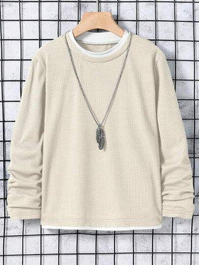 SHEIN قميص كاجوال مصنوع من قماش الفافل مناسب للأولاد المراهقين، مناسب للاستخدام اليومي في فصلي الربيع والخريف