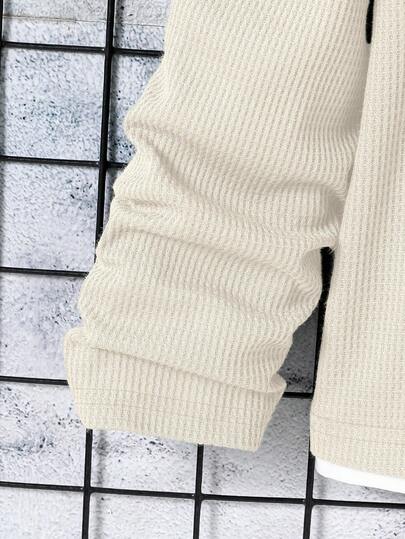 SHEIN قميص كاجوال مصنوع من قماش الفافل مناسب للأولاد المراهقين، مناسب للاستخدام اليومي في فصلي الربيع والخريف