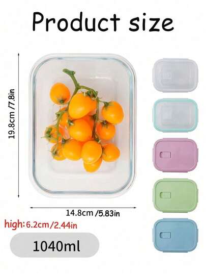 Madebyblanc 1 قطعة صندوق غداء زجاجي يسمح بتسخينه في الميكروويف للعاملين في المكاتب، صناديق غداء للثلاجة، وأوعية حفظ طازجة كبيرة السعة مع صناديق الأرز والوجبات، عيد الميلاد، هدية المطبخ