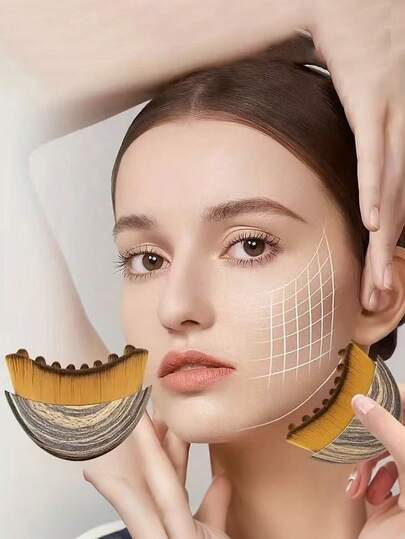فرشاة تشكيل الوجه والجسم للتصريف اللمفاوي، فرشاة تصريف اللمفاوي للوجه المحسّنة، جهاز تدليك التصريف اللمفاوي للوجه، رأس فرشاة بيضاوي أنرغونومي وشعيرات نايلون ناعمة لتدليك الجهاز اللمفاوي، تشكيل الفك، تنظيف الوجه، تقليل التورم والهالات السوداء - مناسبة ل...